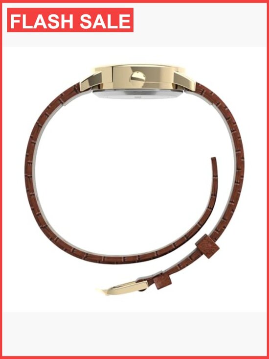 Gold-tone 25mm Quartz Analog Wrist Watch with Indiglo Backlight and Brown main image 6